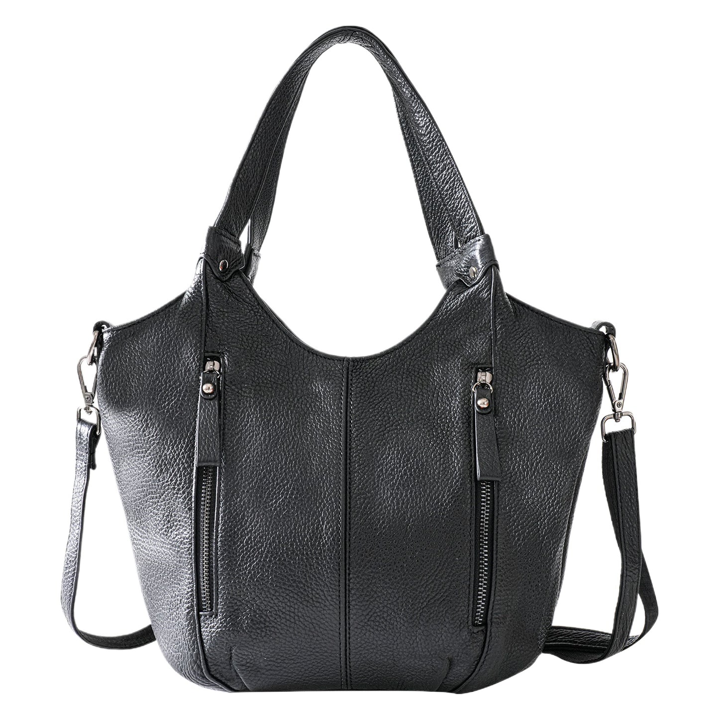 Black Leather Multi Pocket Tote