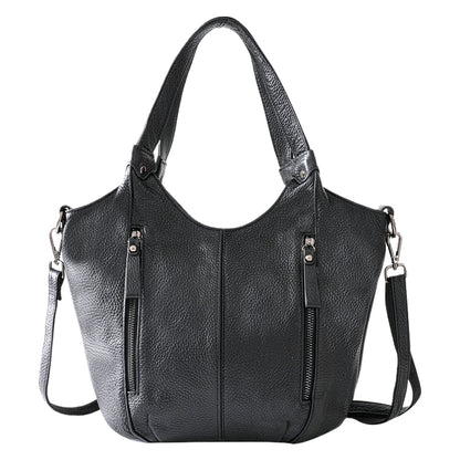 Black Leather Multi Pocket Tote