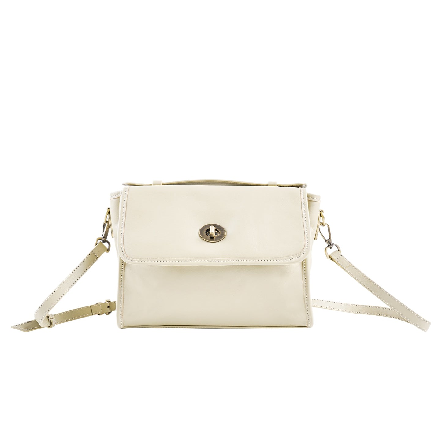 Ivory Turn Lock Crossbody Bag