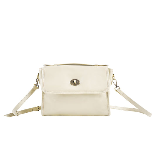 Ivory Turn Lock Crossbody Bag